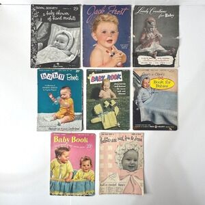 8 Vintage Baby Crochet Knit Pattern Booklets 1940s 1950s Coats Clark Jack Frost